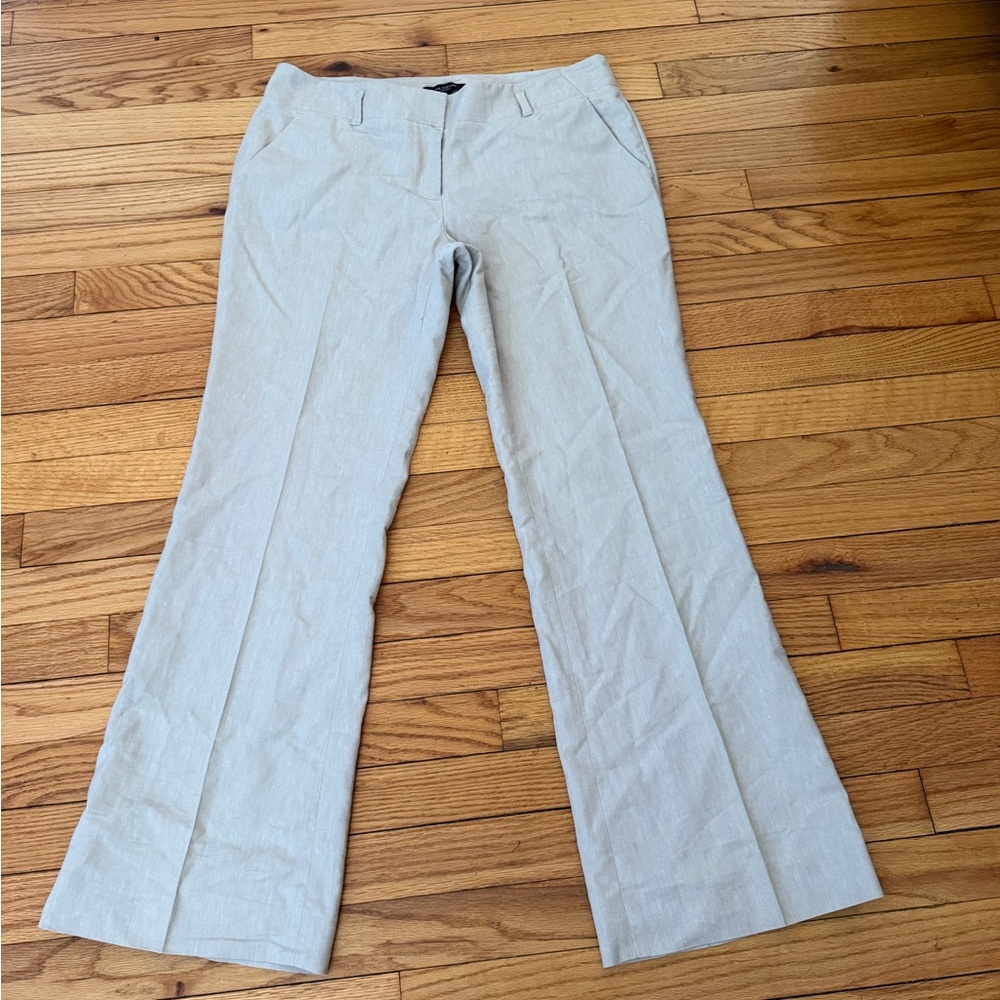 🎯NWOT Ann Taylor Linen Cotton Wide Trousers pants coastal tan 8 chinos khaki